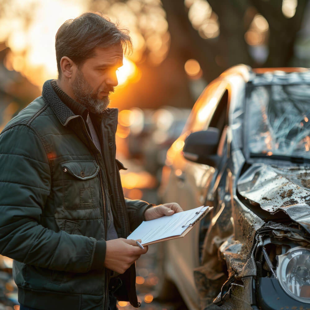 A man Assessing the Vehicle